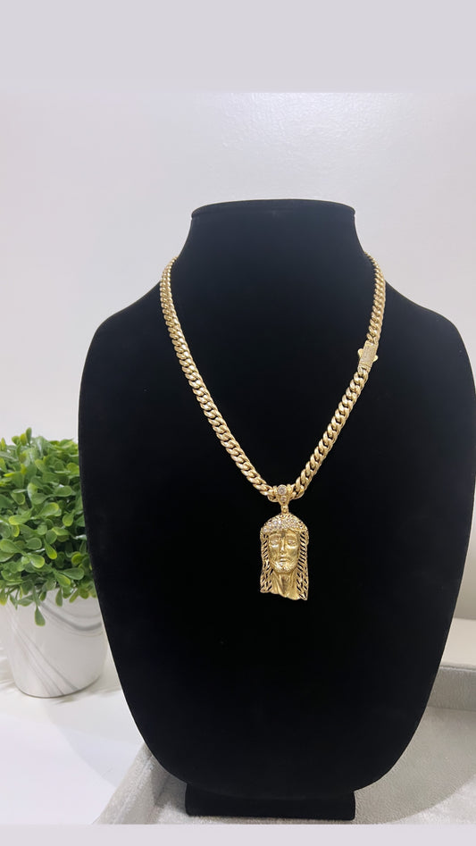 14K Itallo chain + Medalla Jesus Face