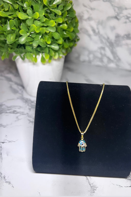 14k Hollow Franco Chain w/Hamsa Pendant🧿