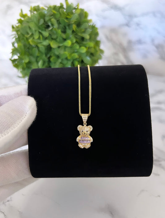 14k Franco chain w/Teddy Bear Pendant 🧸Cz